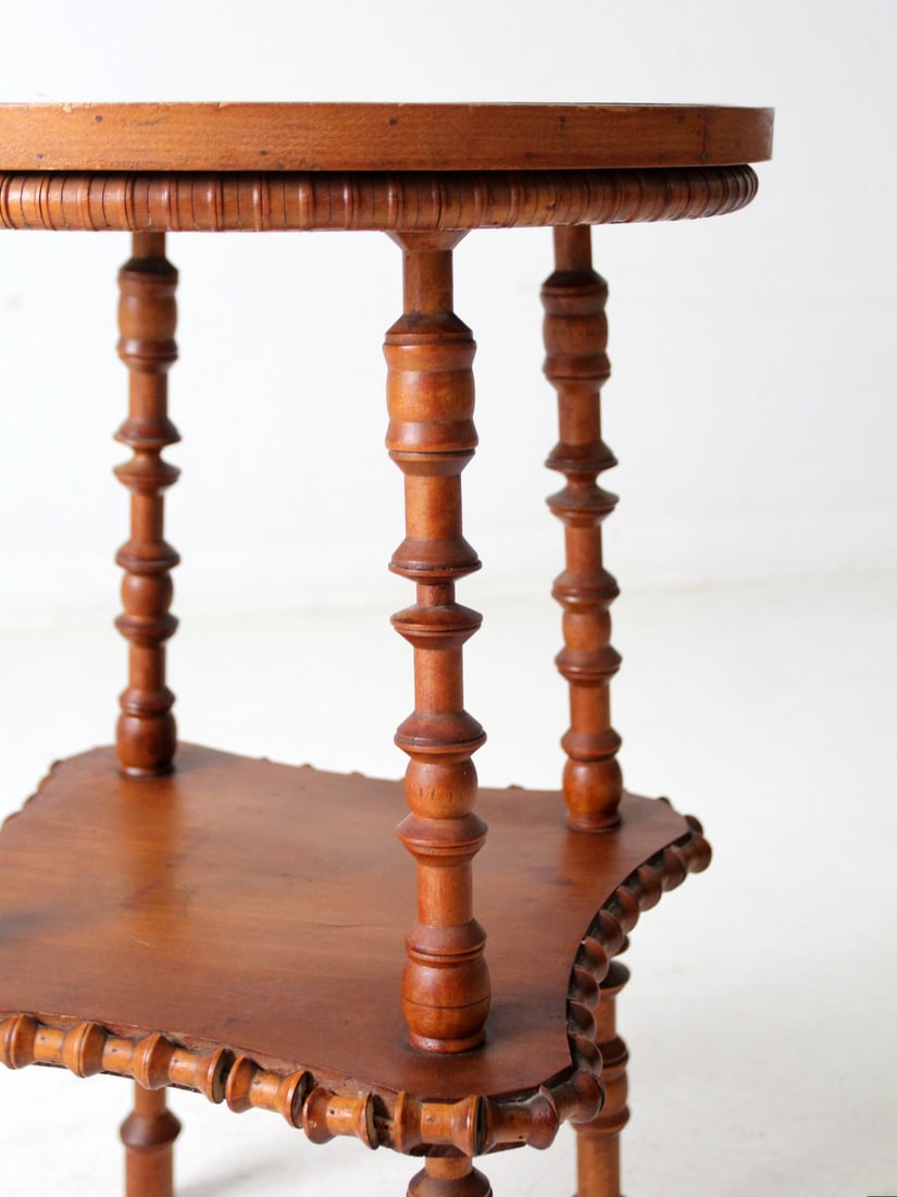 Antique Folk Art Spool Table with Unique Handcrafted Details - 2