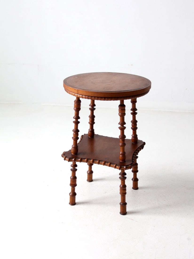 Antique Folk Art Spool Table with Unique Handcrafted Details - 4