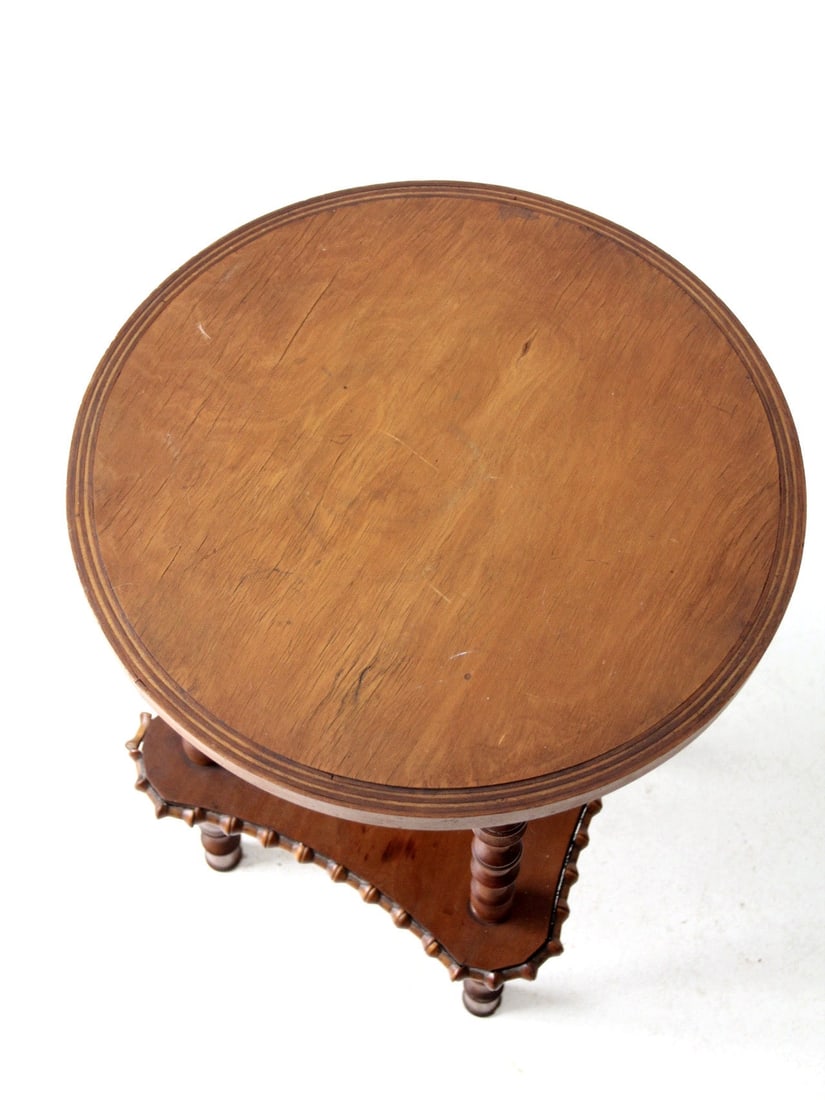 Antique Folk Art Spool Table with Unique Handcrafted Details - 6