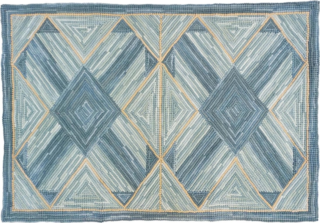 Camp Cross Bow Blue Rug 2x8 Handcrafted Early American Style (1 of 1)