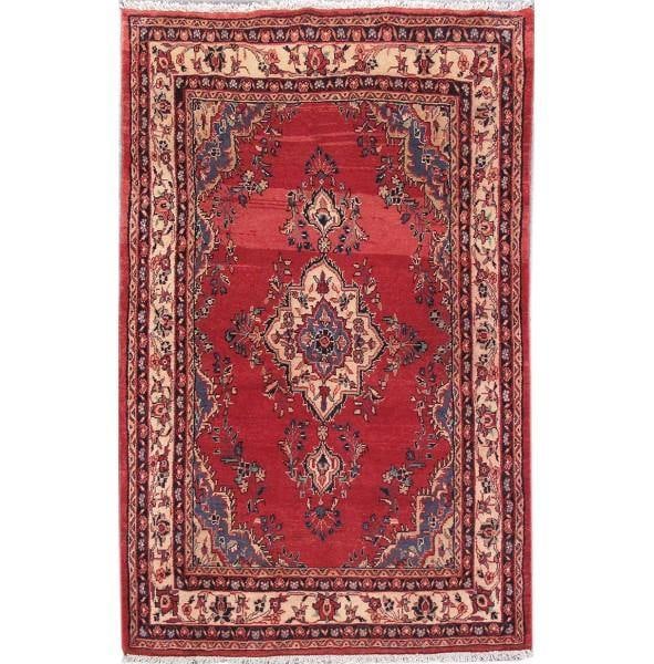 Handcrafted 4'3 x 6'9 Persian Hamadan Wool Rug: Handcrafted 4'3 x 6'9 Persian Hamadan Wool Rug Free continental US Shipping Transform your space with this exquisite 4.3 x 6.9 Persian Hamadan rug, handcrafted by skilled Persian artisans. This stunni