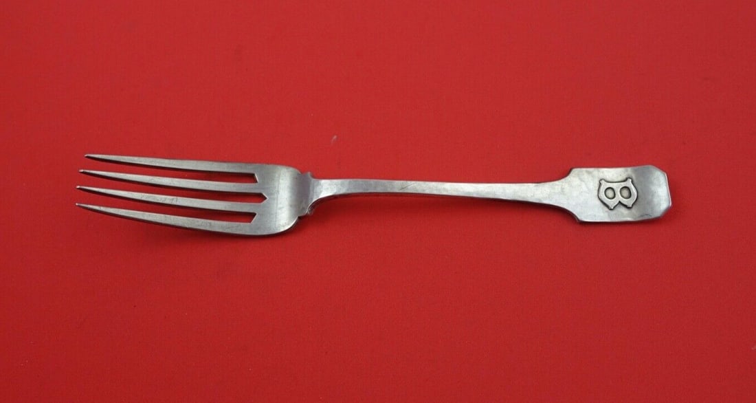 Shreve Norman Hammered Sterling Silver Dinner Fork with Monogram B 7 3/4" (1 of 2)