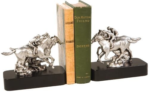 American Made Equestrian Style Bookends in Ebony Silver Finish (1 of 1)