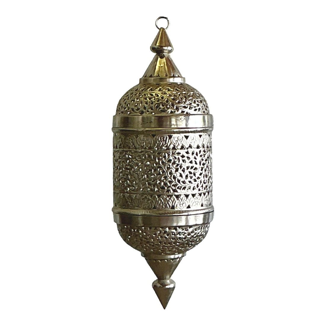 Handcrafted Vintage Moroccan Lantern Silver Metal 29.25 Inch (1 of 6)
