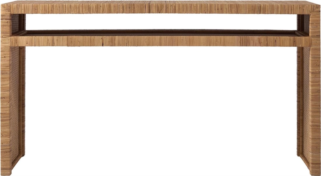 Universal Escape Coastal Rattan Console Table 60x18 (1 of 4)
