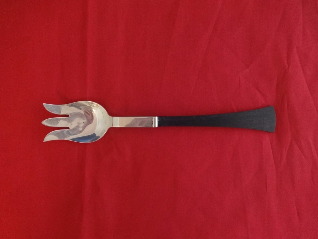 Relda Town & Country Sterling Silver Salad Serving Fork 10 3/4" Wooden Handle (1 of 1)