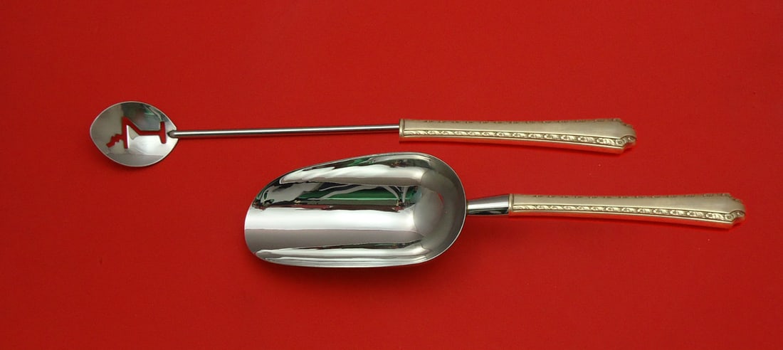 Larkspur by Wallace Sterling Silver 2pc Bar Set Martini Spoon Ice Scoop (1 of 1)