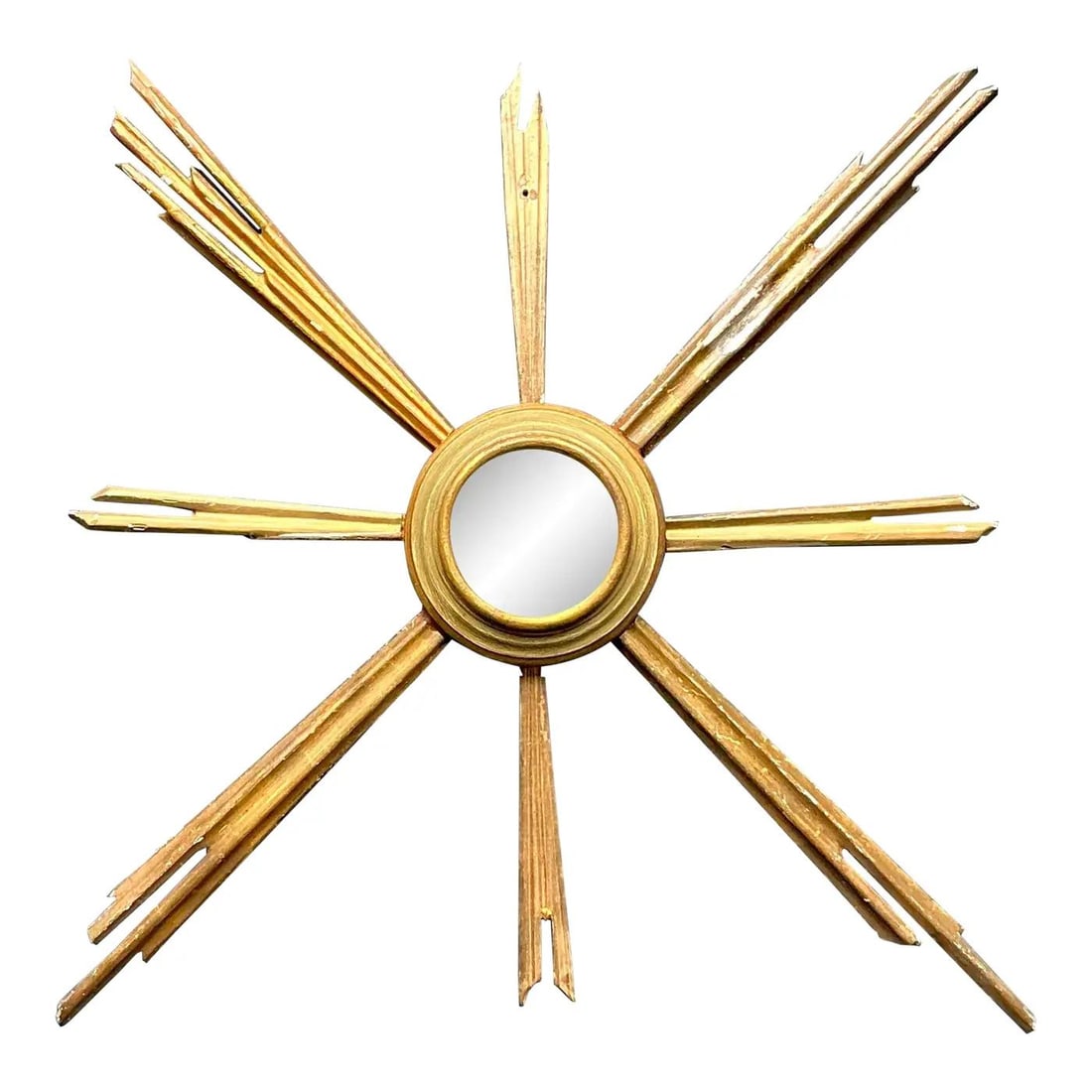 Hollywood Regency Giltwood Sunburst Mirror 38 Inch Midcentury Decorative Accent (1 of 10)