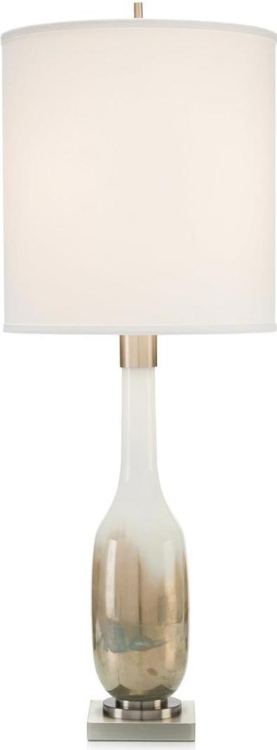 John-Richard 40 Inch Hand-Blown Glass Table Lamp with Silk Shade: John-Richard 40 Inch Hand-Blown Glass Table Lamp with Silk Shade Illuminate your space with this elegant hand-blown glass table lamp featuring a sophisticated silk shade. Standing at 40 inches tall, t