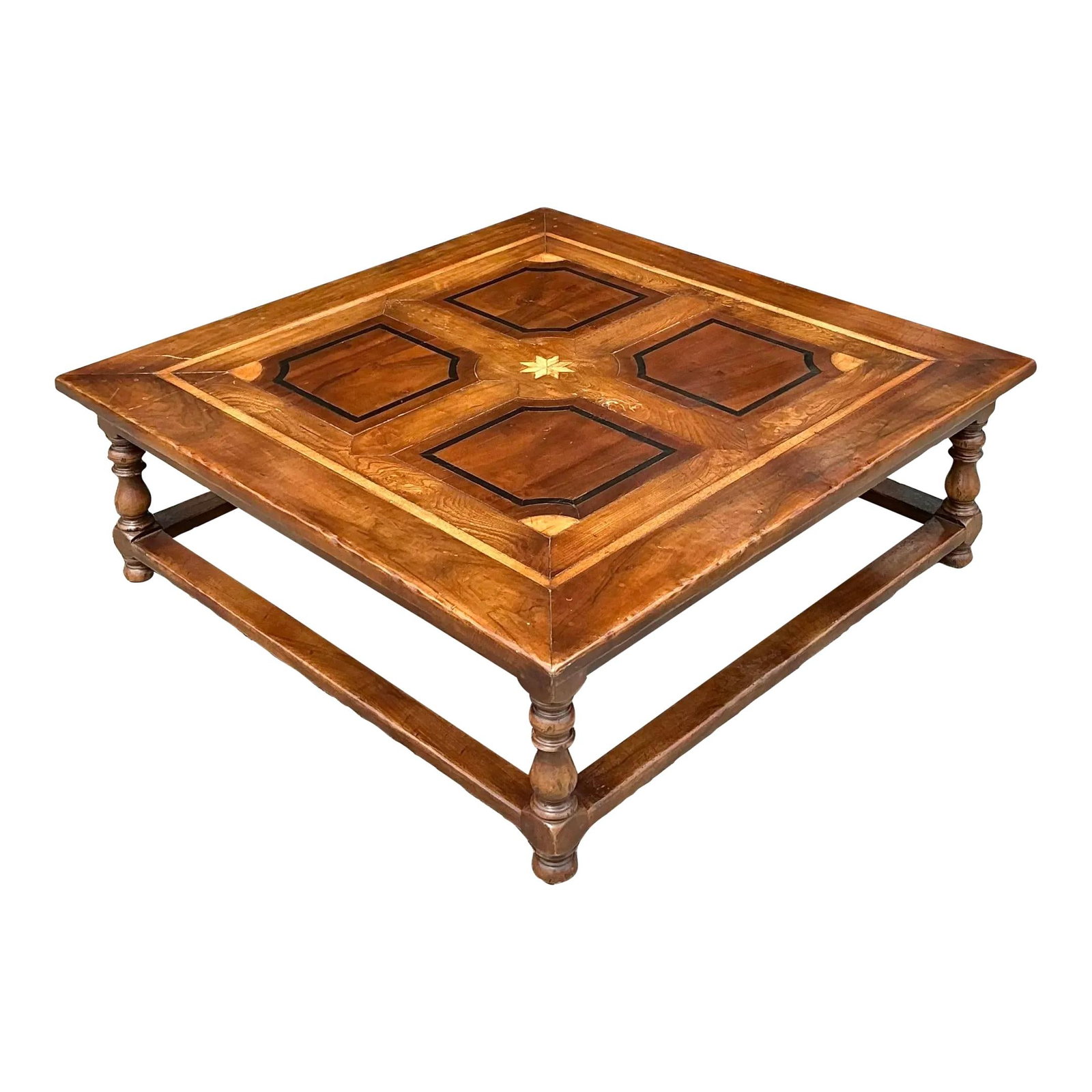 Vintage Regency Octagonal Inlaid Coffee Table Wood Chocolate Finish (1 of 8)