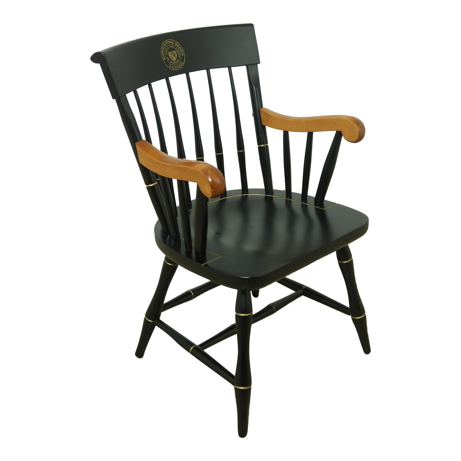 Nichols & Stone Hitchcock Style Armchair Black Finish Maple Arms (1 of 9)