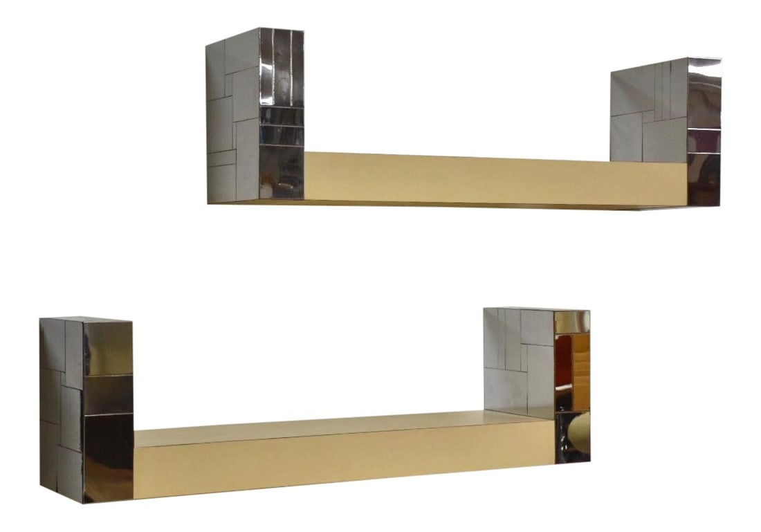 Rare Paul Evans Cityscape Chrome Cream Bookshelves Pair (1 of 9)