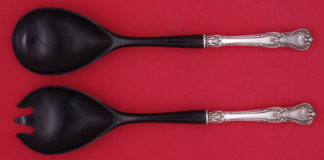 Lunt Memory Lane Sterling Silver 2pc Salad Serving Set with Black Nylon 11" (1 of 1)