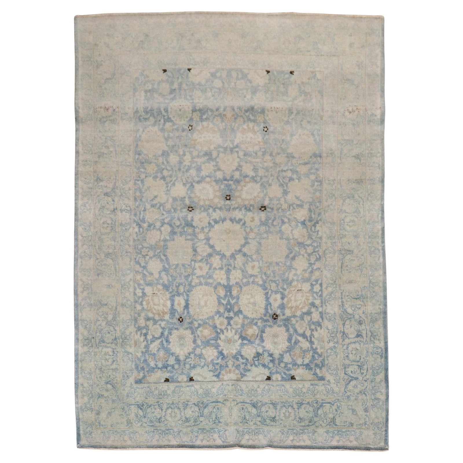 Zabihi Collection 1930s Antique Blue Tabriz Wool Accent Rug 55 x 75 (1 of 7)