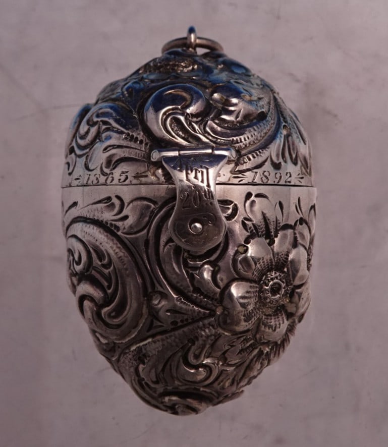 Egg Shaped Sterling Silver Nutmeg Sifter by Shiebler 2 1/8 x 1 3/8 Inches (1 of 7)