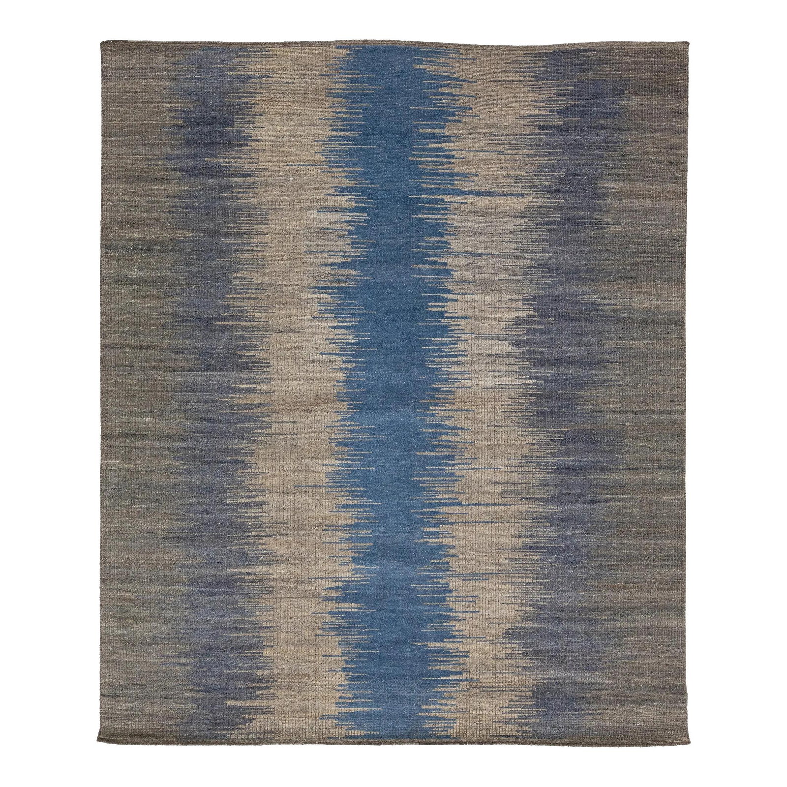 Gray Blue Kilim Flatweave Wool Rug 8'4 x 9'11 Art Deco Style (1 of 9)