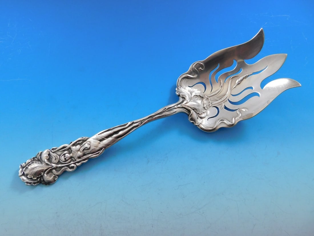 Alvin Raphael Vintage Sterling Silver Salad Serving Fork 9.5" Art Nouveau (1 of 4)