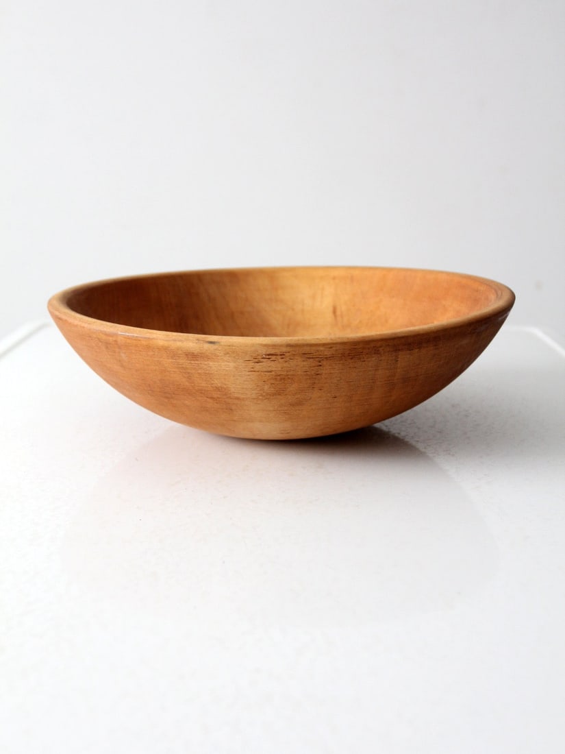 Vintage Wooden Dough Bowl 13.25 Inch Rustic Decor (1 of 7)