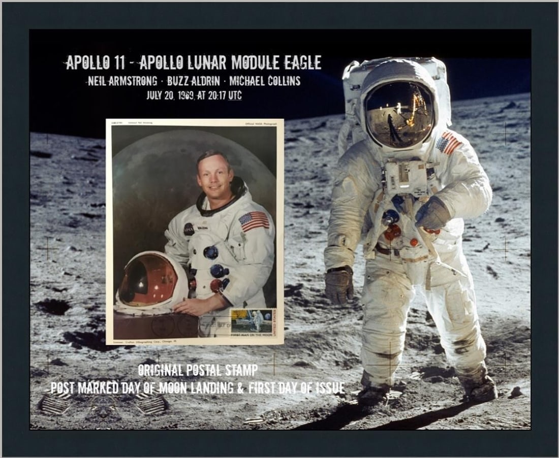 Framed NASA Apollo 11 Photo Neil Armstrong First Day of Issue 1969 (1 of 4)