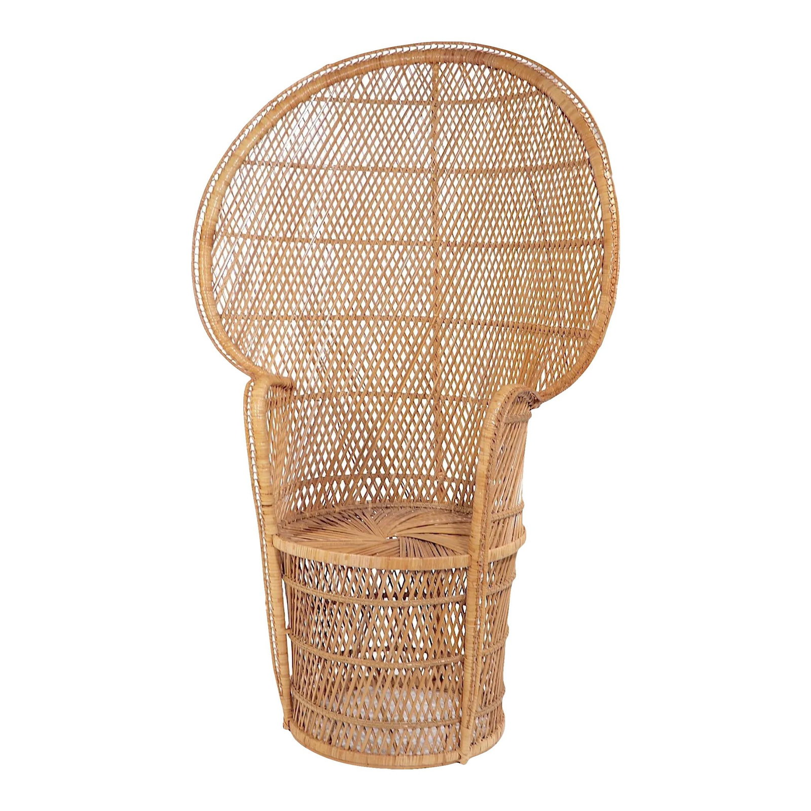 Vintage Wicker Emmanuelle Peacock Chair 1960s 1970s Oversized Design (1 of 10)