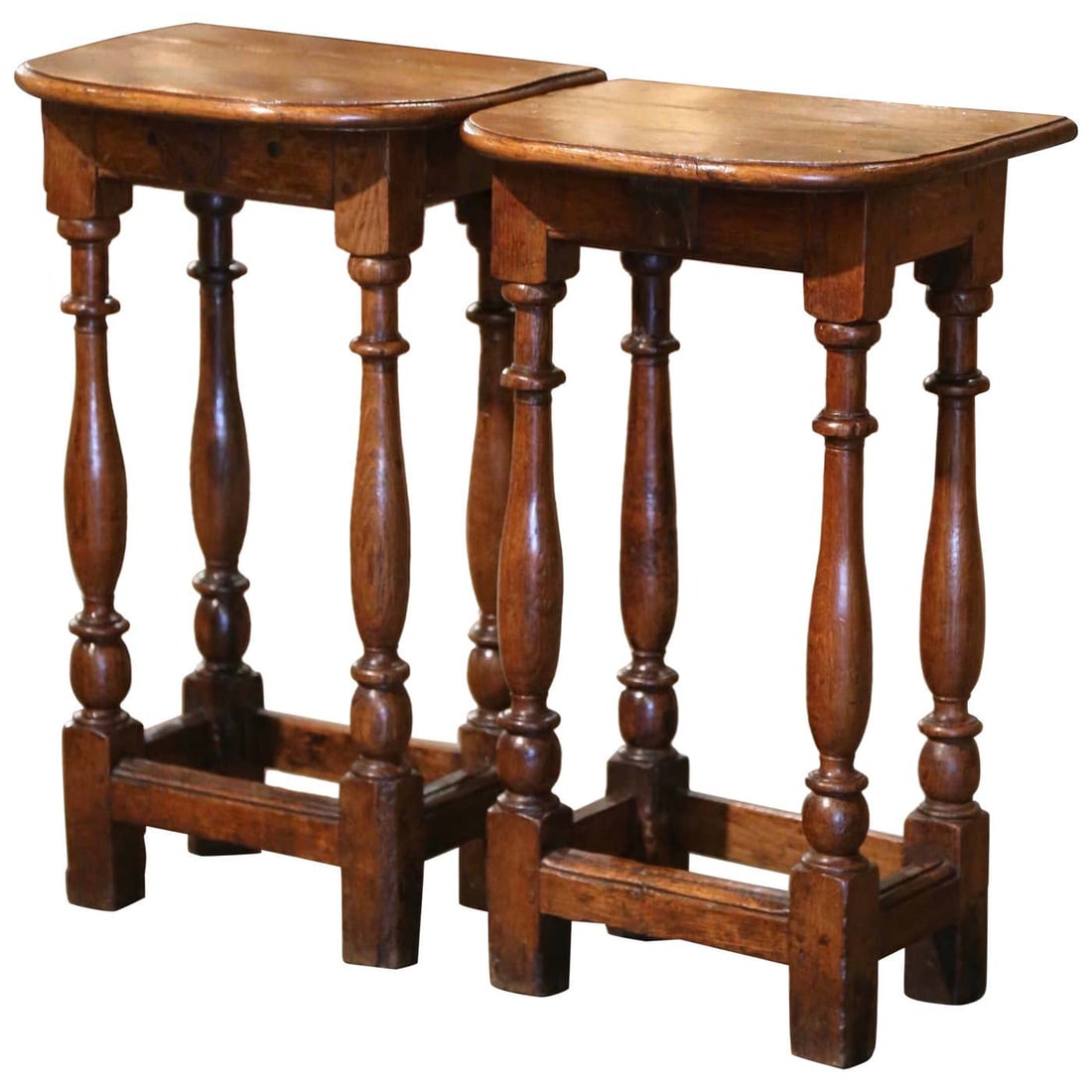Set of Two Oak Louis XIII Provincial French Side Tables Circa 1780 (1 of 10)