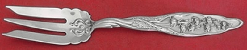 Whiting Sterling Silver 3-Tine Pastry Fork Lily of the Valley 6 1/4" (1 of 2)
