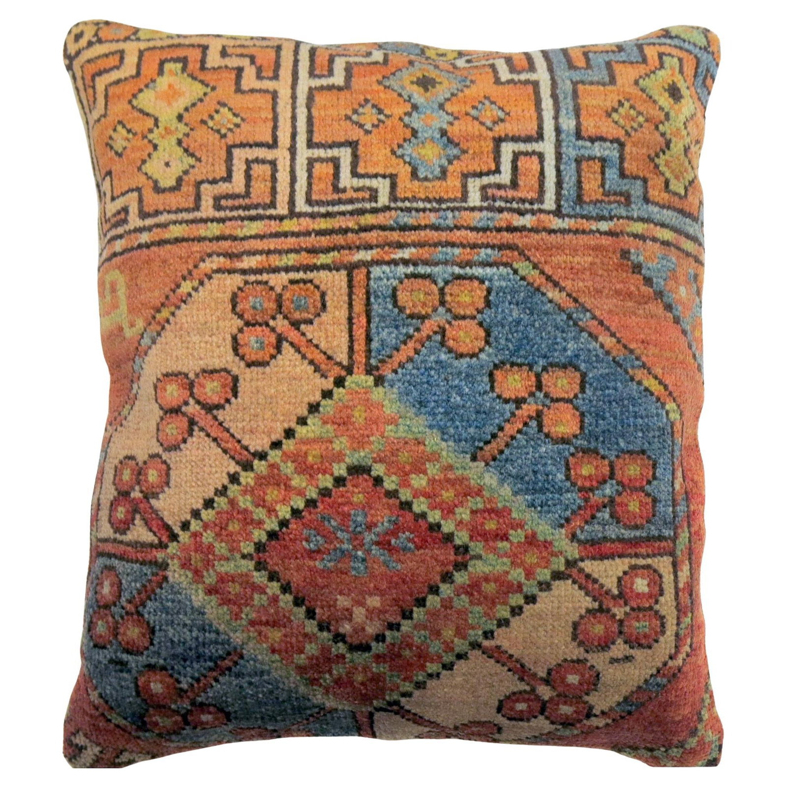 Rustic Tribal Afghan Rug Pillow 18 x 20 Antique Ersari Design (1 of 4)