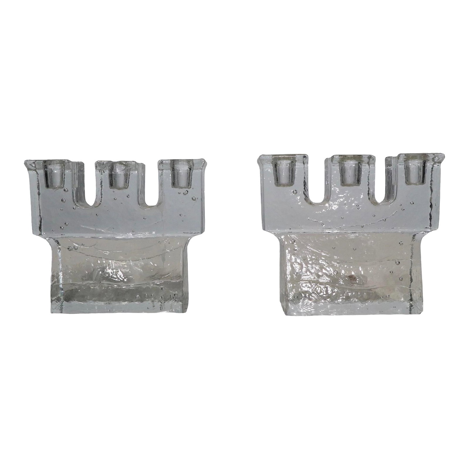 Timo Sarpaneva Glass Candlesticks Pair Iittala 1970s (1 of 10)