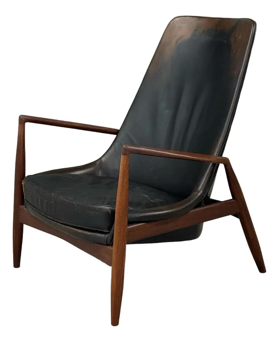 1950s Ib Kofod Larsen Seal Lounge Chair Black Leather OPE (1 of 9)