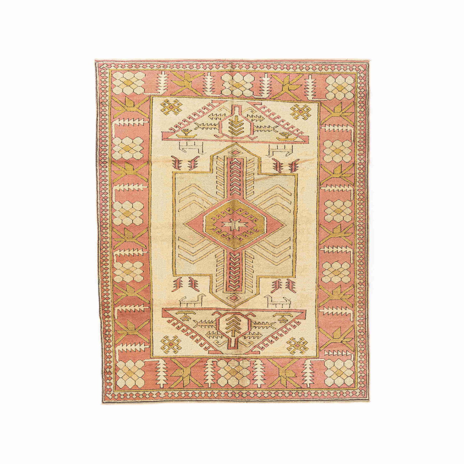 Authentic Handmade Milas Wool Carpet 80.7 x 101.2 Inches (1 of 8)