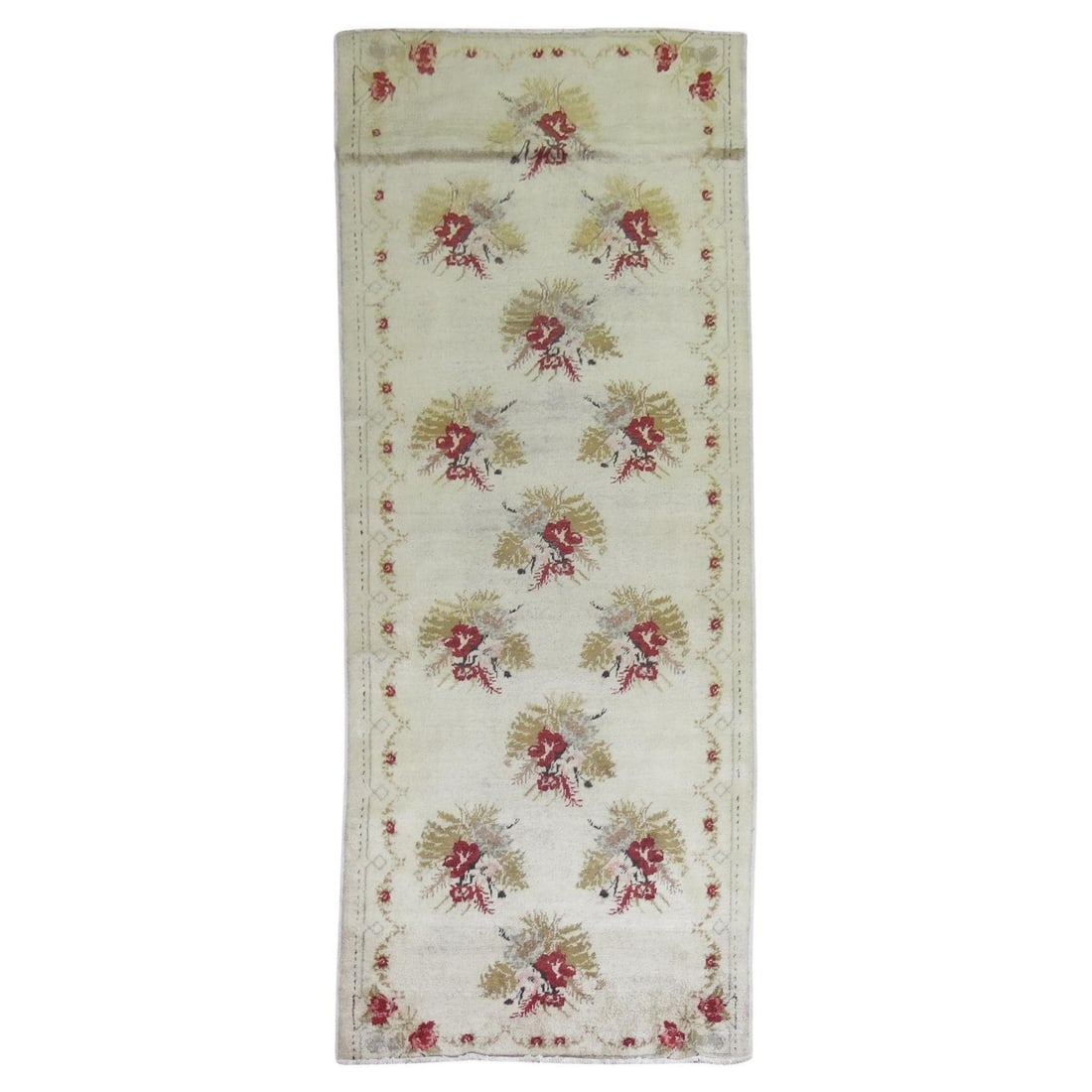 Zabihi Collection Vintage Bessarabian Turkish Floral Runner 1940s Wool 44 x 106 (1 of 9)