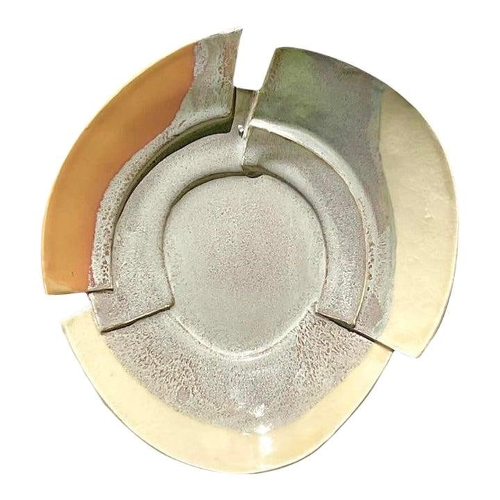 Slab Built Studio Pottery Plate with Abstract Boho Design Late 20th Century (1 of 7)