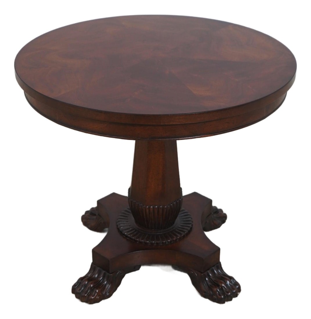 Henredon Mahogany Round End Table with Lion Claw Feet (1 of 10)