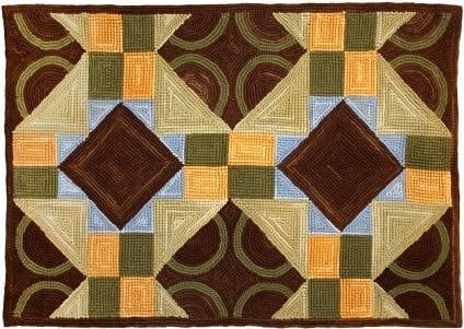 Vintage Style Hand-Hooked Cotton Rug 2x3 Camp Half Moon (1 of 1)