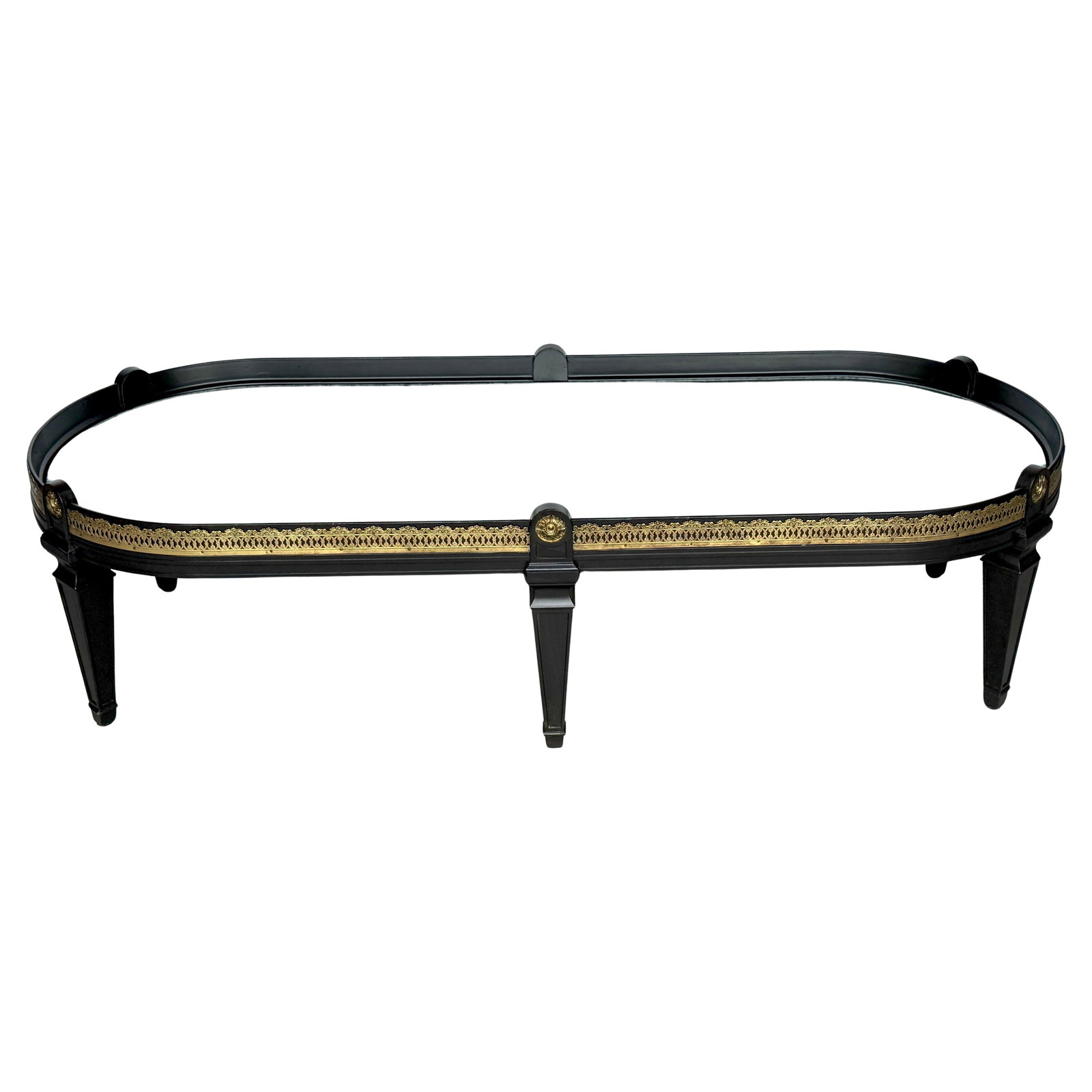 Maison Jansen 1960s Neoclassical Black Lacquer Coffee Table with Bronze and Mirror (1 of 12)