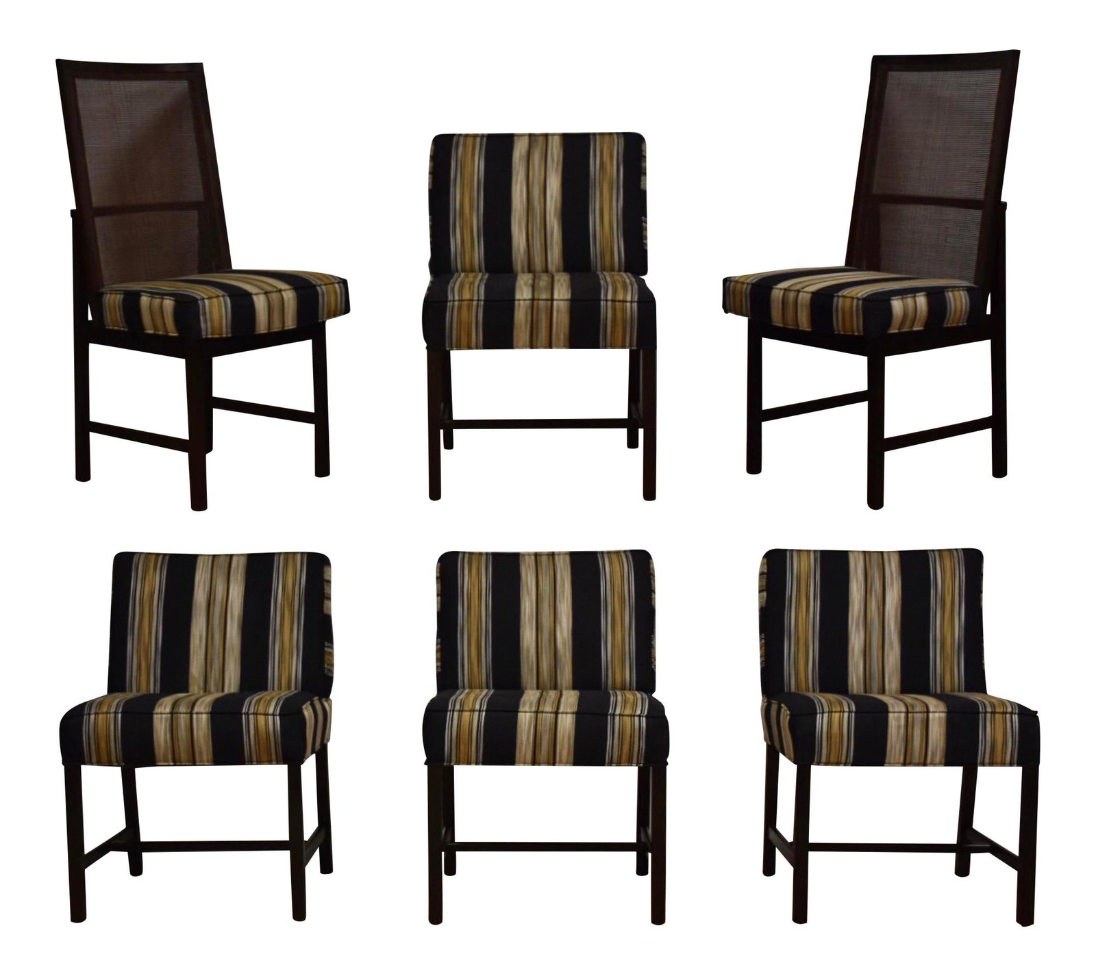 Mid Century Modern Ebonized Dining Chairs Set of 6: Mid Century Modern Ebonized Dining Chairs Set of 6 Elevate your dining experience with this stunning set of six mid-century modern dining chairs, featuring ebonized frames paired with a stylish fabric
