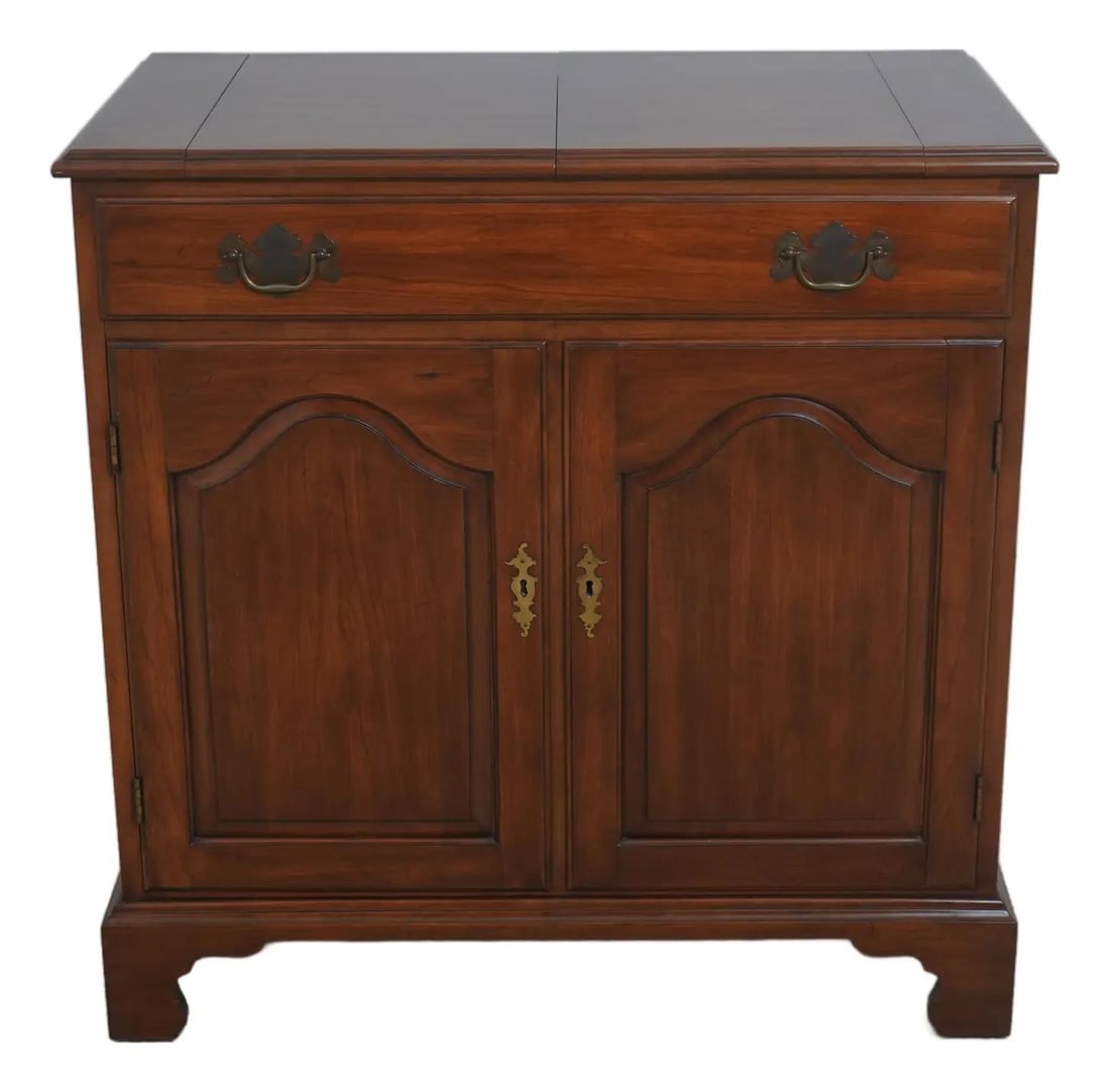 Cherry Wood Flip Top Server Cabinet with Brass Hardware by Henkel Harris (1 of 10)