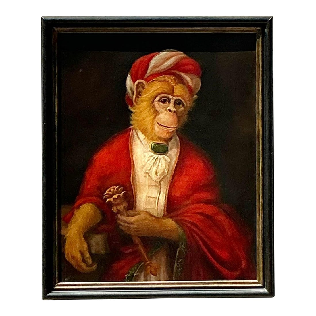 Vintage Boho Oil Painting Monkey Regal Attire Canvas 18.25x22 (1 of 6)
