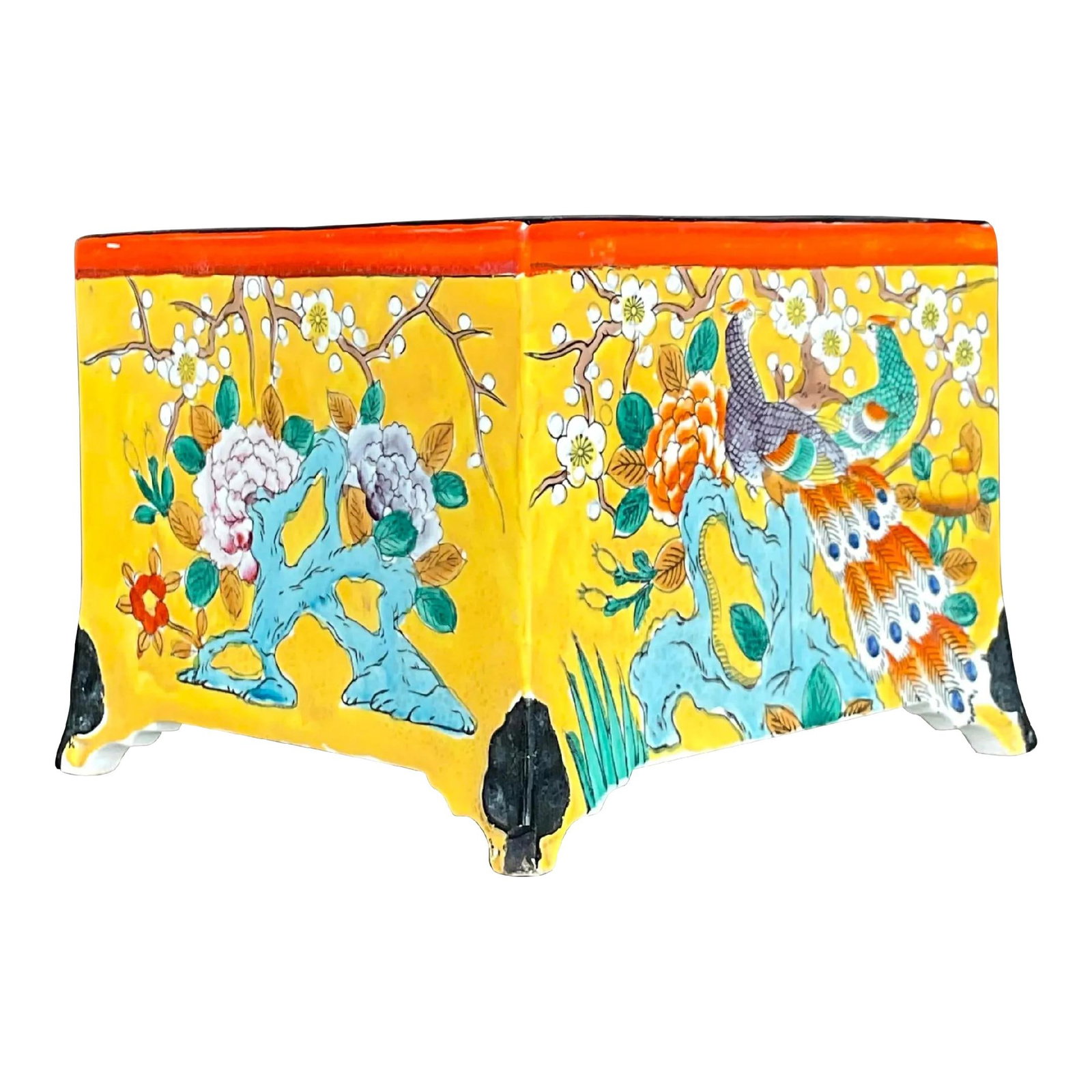 Vintage Asian Yellow Glazed Ceramic Cache Pot (1 of 6)