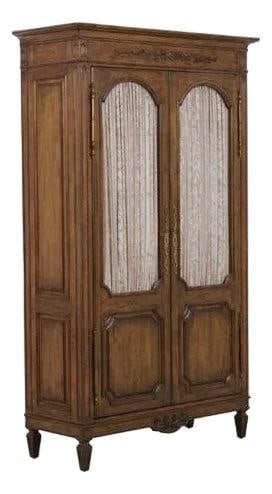 Walnut Country French Wardrobe Cabinet With Brass Hardware and Carved Details (1 of 10)
