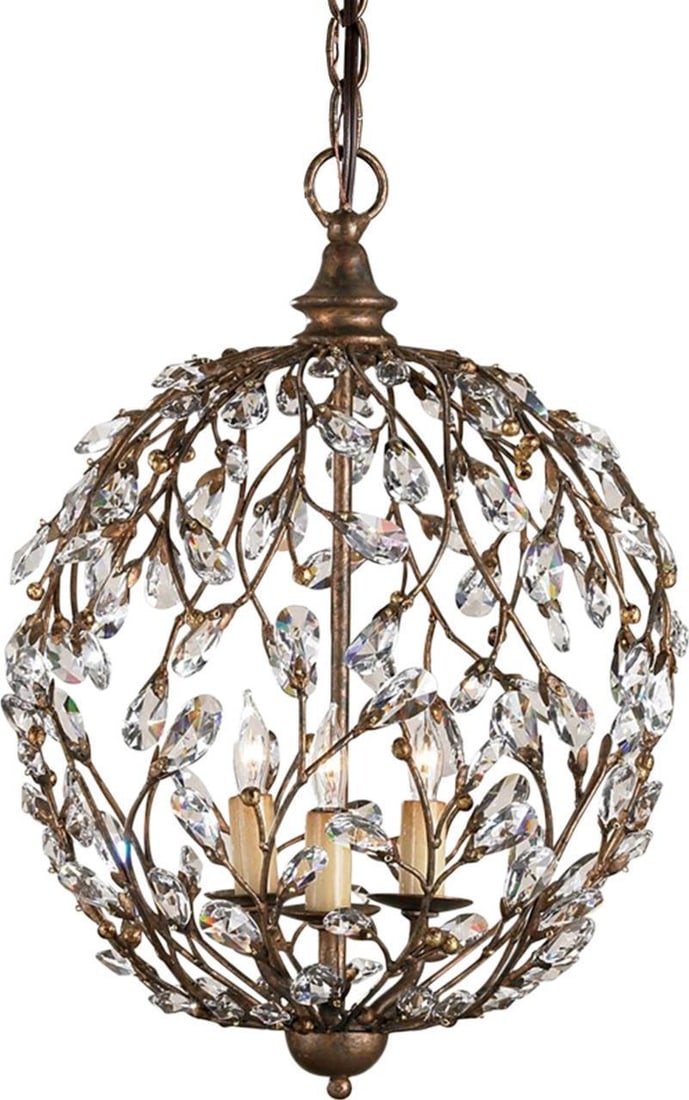 Currey Timeless Bronze Crystal Bud Chandelier 3 Light Elegant Design (1 of 2)
