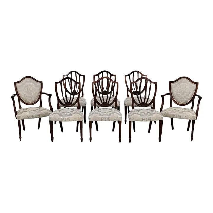 Eight Mahogany Shield Back Dining Chairs Historic Charleston Collection Set of 8 (1 of 10)
