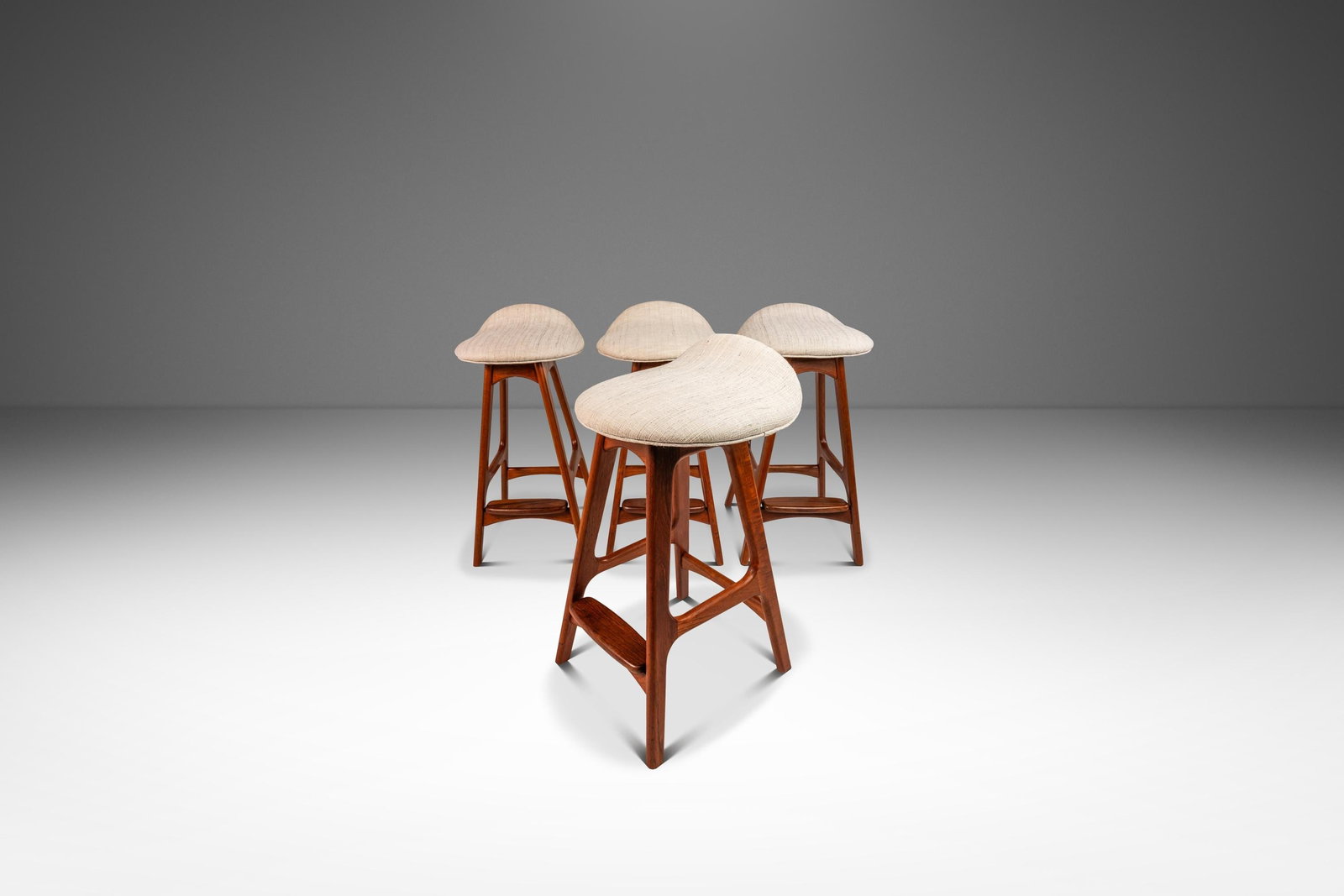 Limited Set of 4 Erik Buch OD-61 Bar Stools in Teak Denmark 1960s (1 of 10)