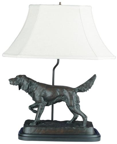 Handcrafted Setter Dog Lamp White Ebony Lodge Style (1 of 1)