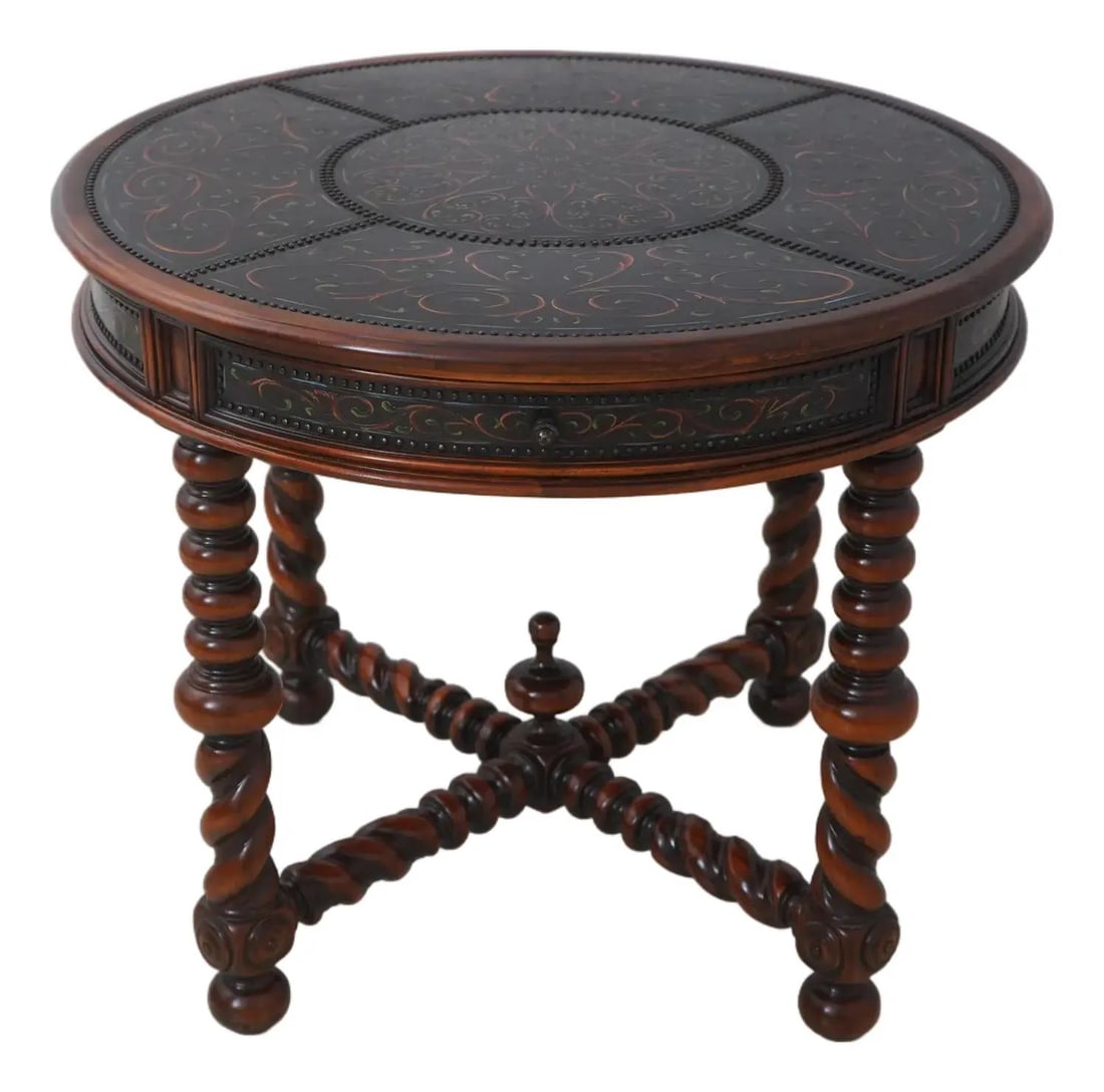Theodore Alexander Lisbon Side Table with 2 Drawers and Carved Details: Theodore Alexander Lisbon Side Table with 2 Drawers and Carved Details This exquisite Theodore Alexander 2 Drawer Lisbon Side Table showcases a blend of craftsmanship and elegant design. Constructed f