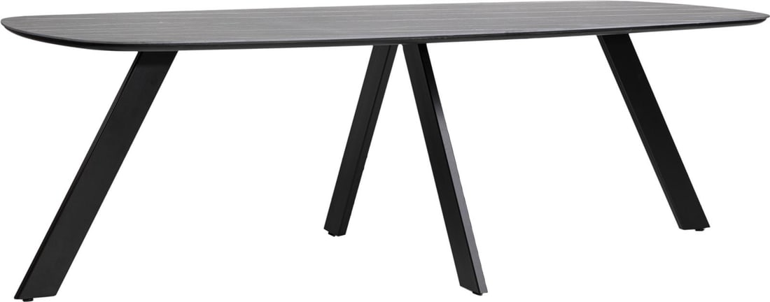 Modern Tribeca Dining Table Black Metal Base Porcelain Top 94 x 39 (1 of 3)