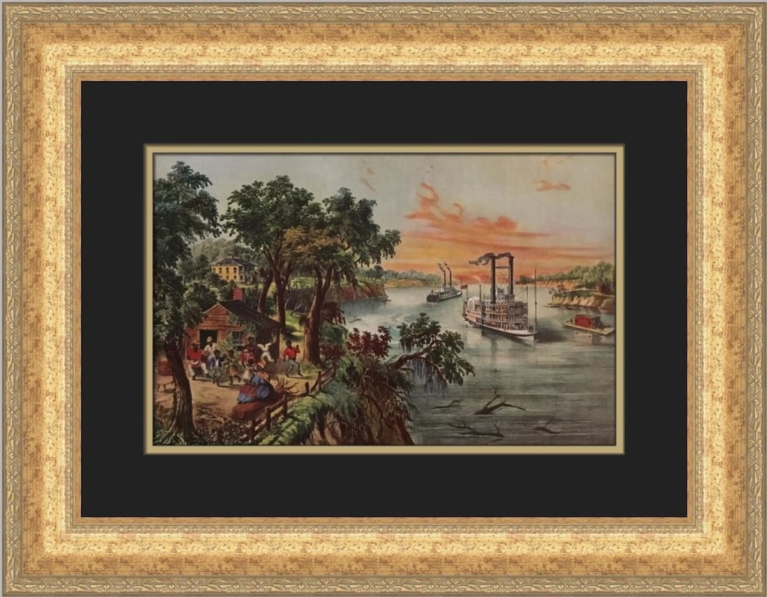 Currier & Ives Low Water in the Mississippi Framed Print 18 x 22 (1 of 2)