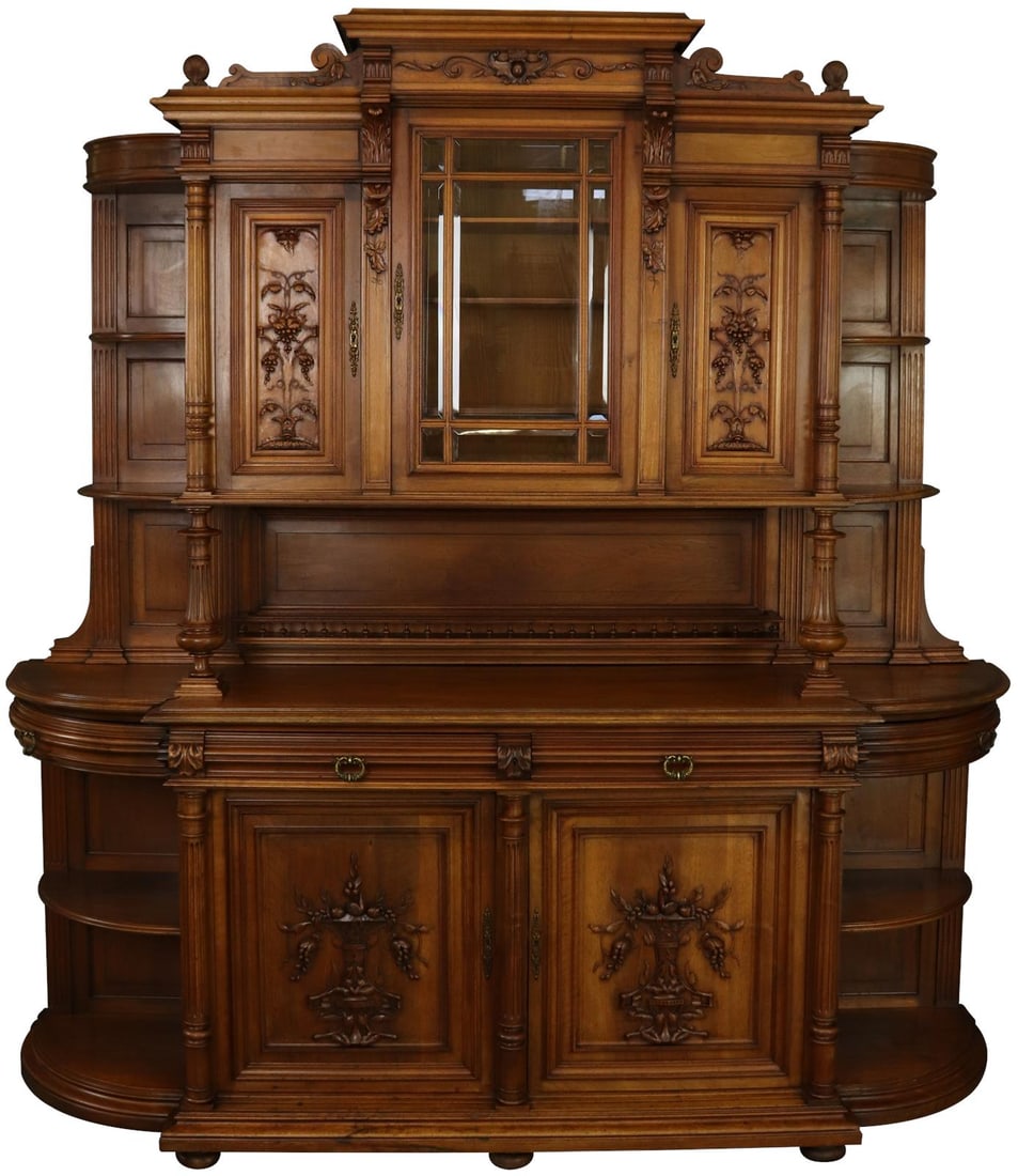Vintage French Art Nouveau Walnut Sideboard Buffet 1900 (1 of 18)