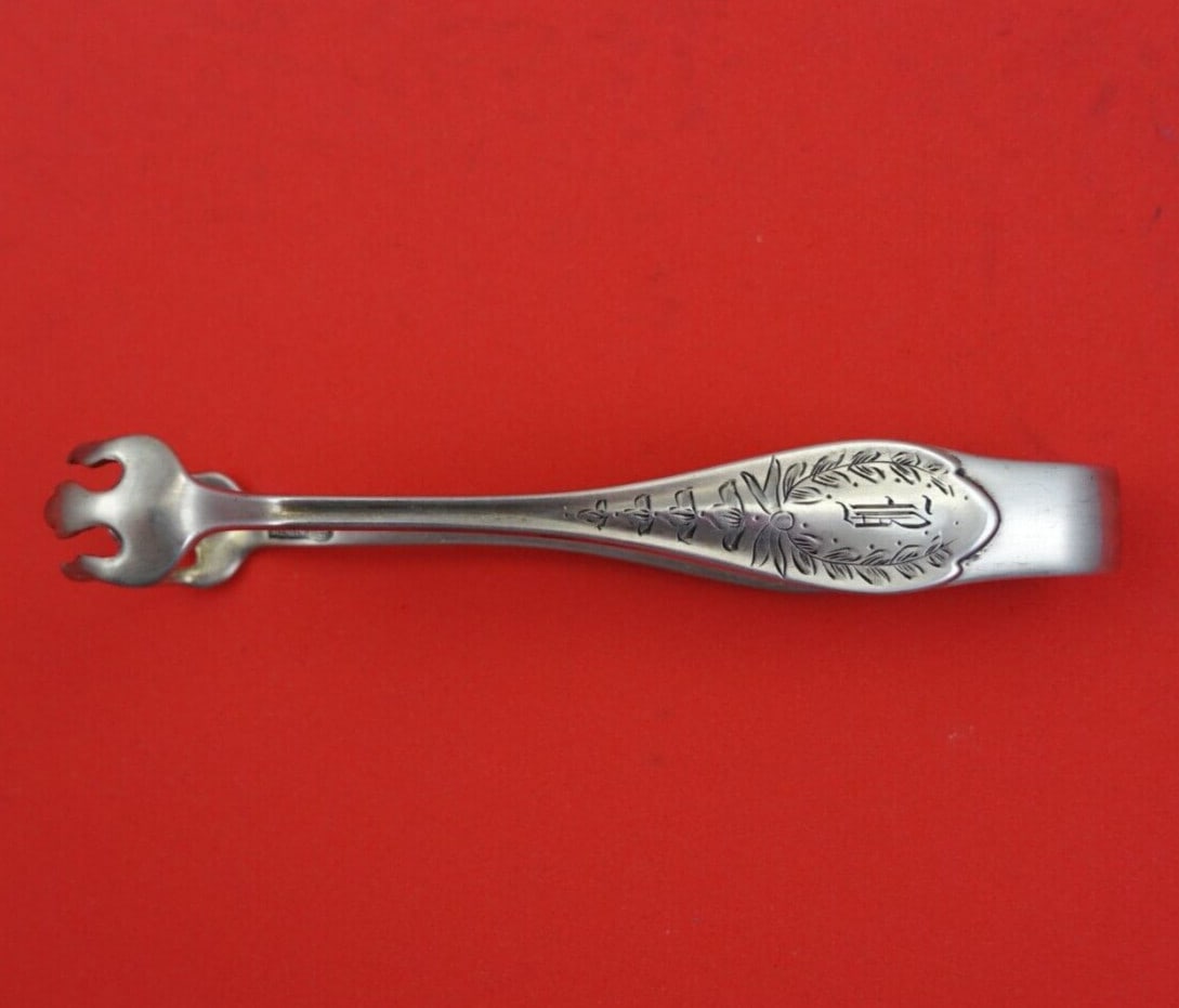 Unger Springfield Engraved Sterling Silver Sugar Tong 4.5 Inch Serving Piece (1 of 3)