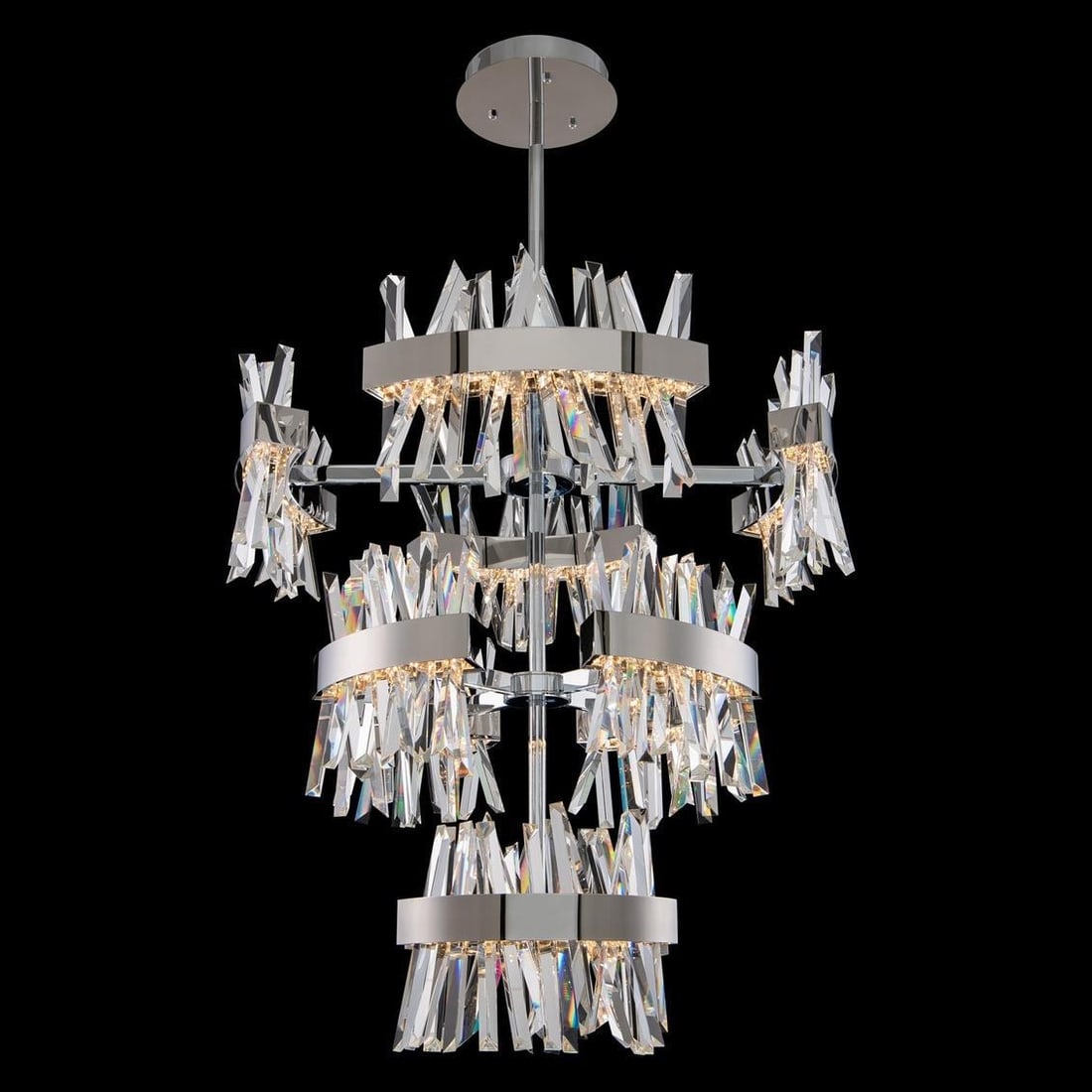 Kalco Modern Glacier Crystal LED Foyer Light 48H Dimmable Polished Chrome (1 of 1)